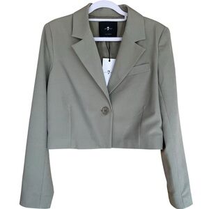 7 for All Mankind Cropped Blazer Sage Green Size Small